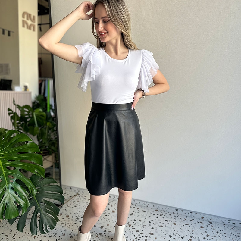 Skirt made of black eco-leather