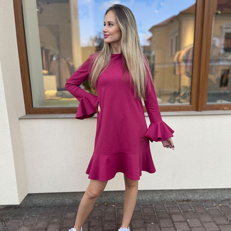 Kleid mit Rüsche - langarm