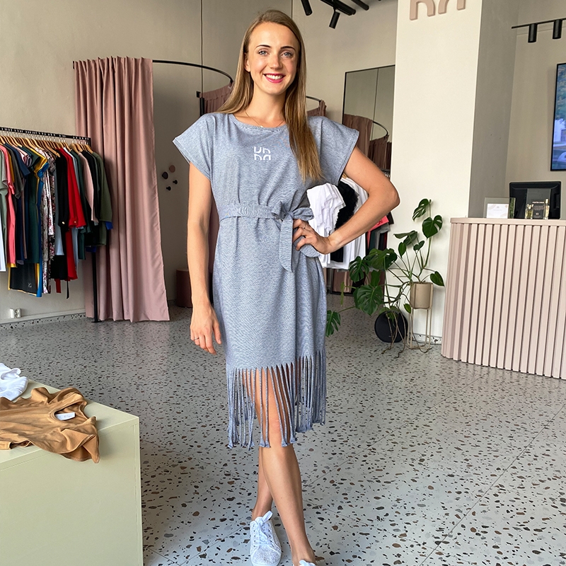 STRIPES dress with fringes