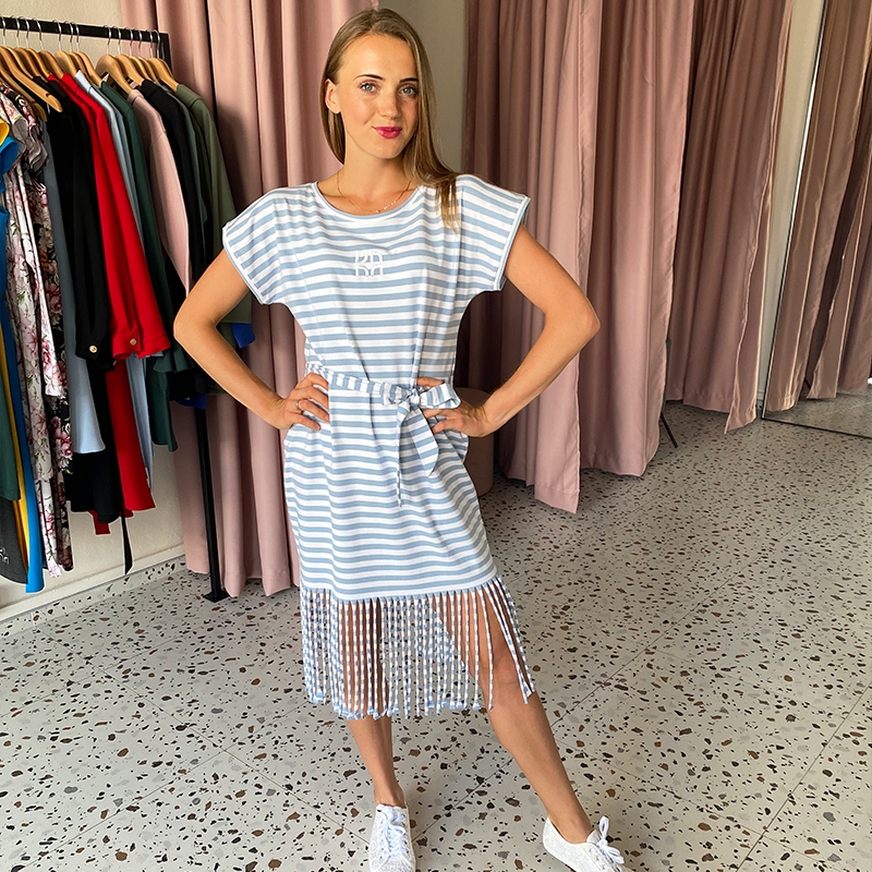 STRIPES dress with fringes