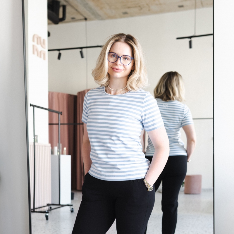RE:NEW Dámské basic triko - stripes