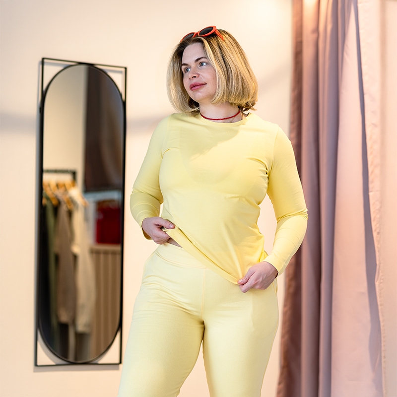 RE:NEW Dámske basic tričko - dlhý rukáv - BUTTER YELLOW - limited